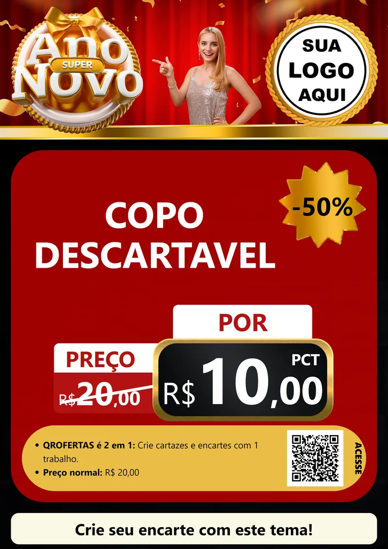 Modelo de Cartaz para Cartaz A4 Vertical com o tema Super Ano Novo para Embalagens