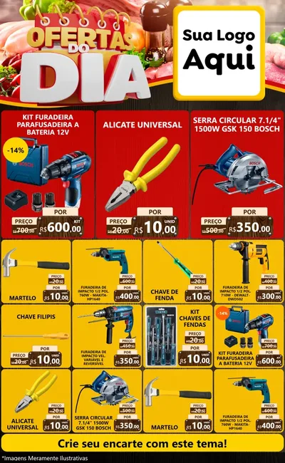 Modelo de Encarte para Encarte Grande com o tema Ofertas do Dia para Maquinas e Ferramentas