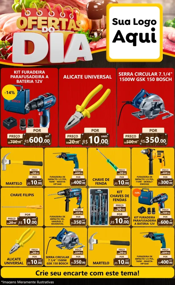 Modelo de Encarte para Encarte Grande com o tema Ofertas do Dia para Maquinas e Ferramentas