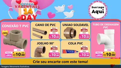 Modelo de TV para TV Horizontal com o tema Valentine's Day para Tubos e conexões