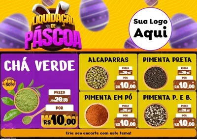 Modelo de Encarte para Encarte A4 Horizontal com o tema Liquidação de Páscoa para Produtos Naturais