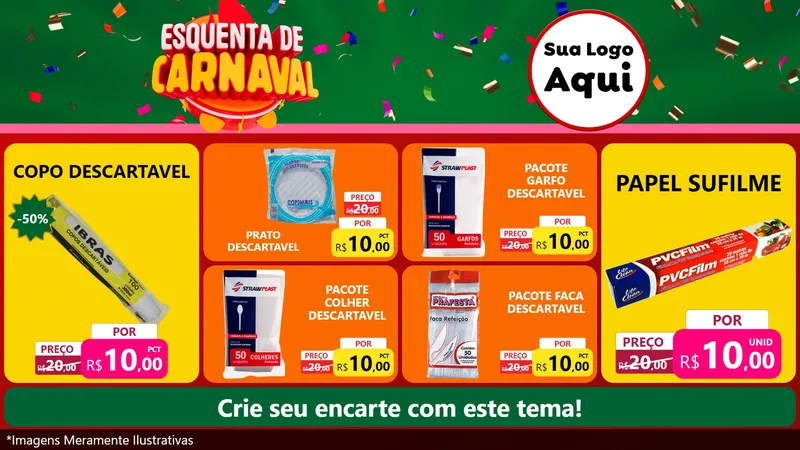 Modelo de TV para TV Horizontal com o tema Esquenta de Carnaval para Embalagens