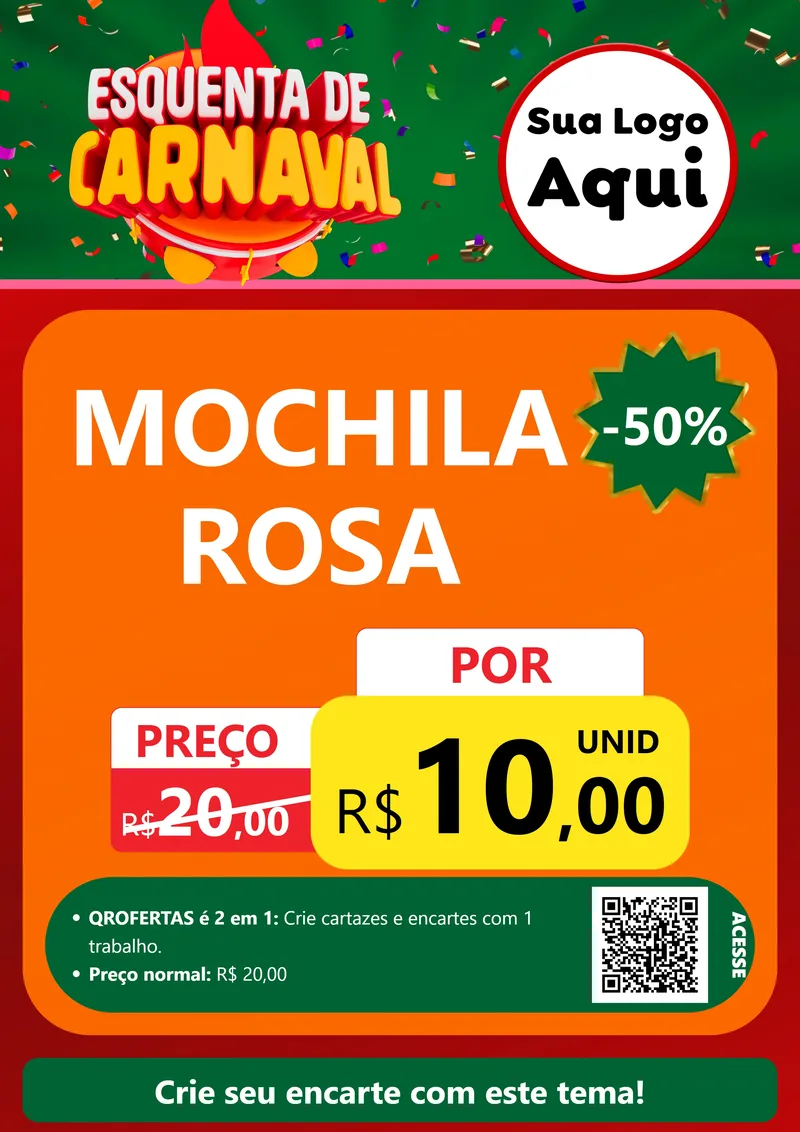Modelo de Cartaz para Cartaz A4 Vertical com o tema Esquenta de Carnaval para Papelaria