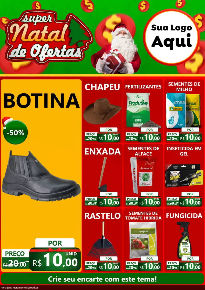 Modelo de Encarte para Encarte A4 Vertical com o tema Super Natal de Ofertas para Agropecuária