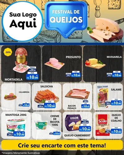 Modelo de Rede Social para Feed Instagram com o tema Festival de Queijos para Frios e Laticínios