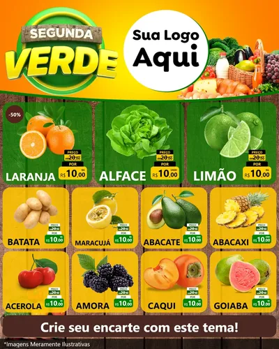 Modelo de Rede Social para Feed Instagram com o tema Segunda Verde para Hortifrúti