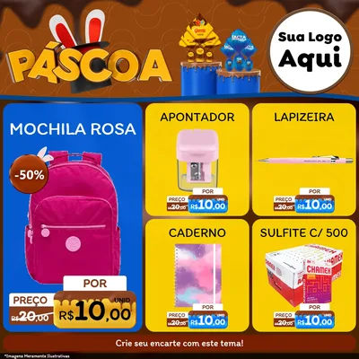 Modelo de Rede Social para Feed Facebook com o tema Páscoa para Papelaria