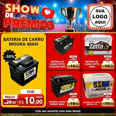 Modelo de Rede Social para Feed Facebook com o tema Show de Prêmios para Baterias Elétricas