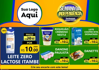Modelo de Encarte para Encarte A4 Horizontal com o tema Semana da Independência Declaramos Preços Baixos para Frios e Laticínios
