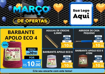 Modelo de Encarte para Encarte A4 Horizontal com o tema Março de Ofertas para Armarinho e Aviamentos