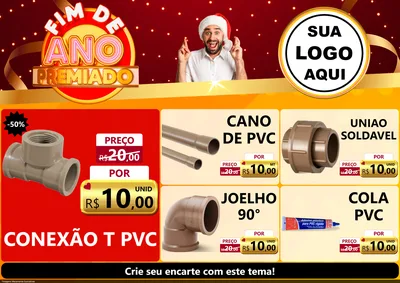Modelo de Encarte para Encarte A4 Horizontal com o tema Fim de Ano Premiado para Tubos e conexões