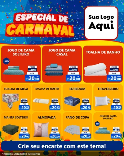 Modelo de Rede Social para Feed Instagram com o tema Especial de Carnaval para Cama, Mesa e Banho