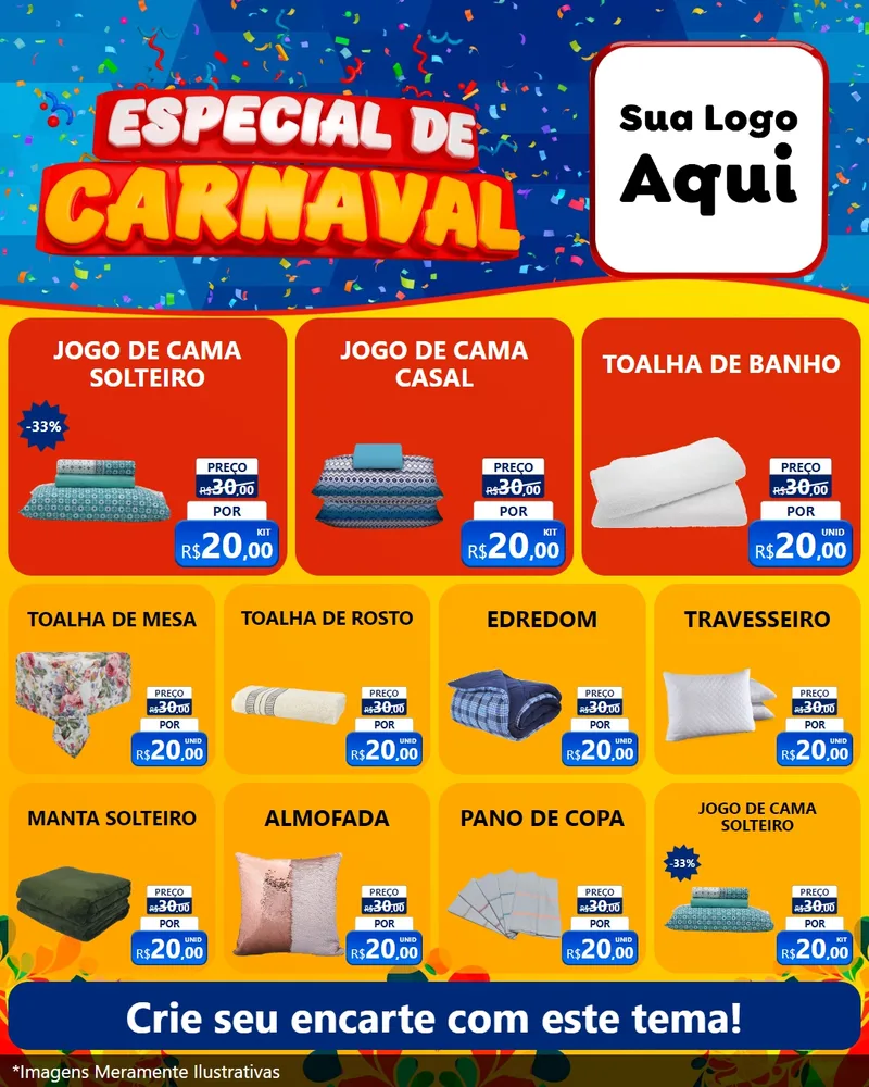 Modelo de Rede Social para Feed Instagram com o tema Especial de Carnaval para Cama, Mesa e Banho