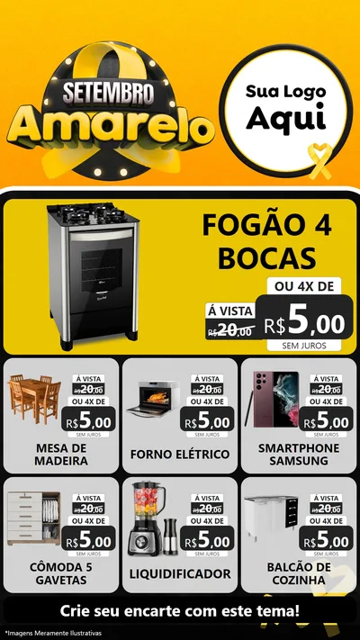 Modelo de Rede Social para Stories com o tema Setembro Amarelo para Móveis e Eletro