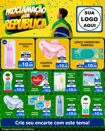 Modelo de Rede Social para Feed Instagram com o tema Proclamação da República para Bebês