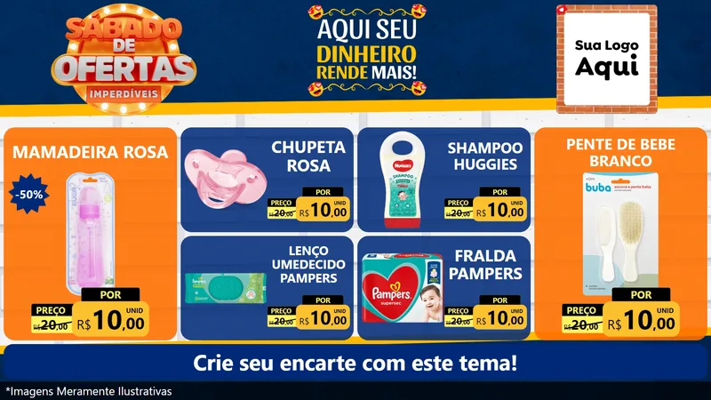 Modelo de TV para TV Horizontal com o tema Sábado de Ofertas Imperdíveis para Bebês