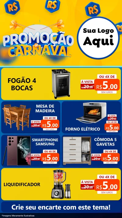 Modelo de TV para TV Vertical com o tema Promoção de Carnaval para Móveis e Eletro