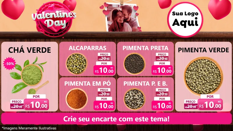 Modelo de TV para TV Horizontal com o tema Valentine's Day para Produtos Naturais