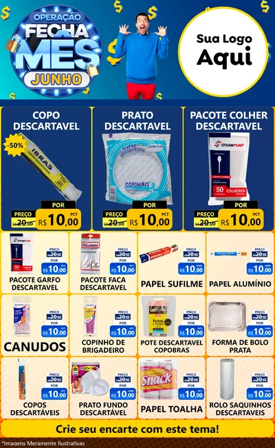 Modelo de Encarte para Encarte Grande com o tema Operação Fecha Mês, Junho para Embalagens