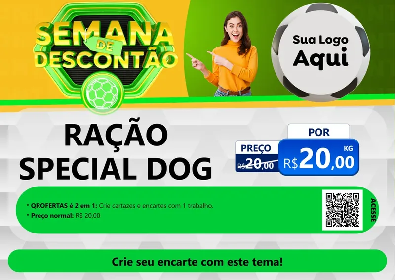 Modelo de Cartaz para Cartaz A4 Horizontal com o tema Semana de Descontão - Copa para Pet Shop