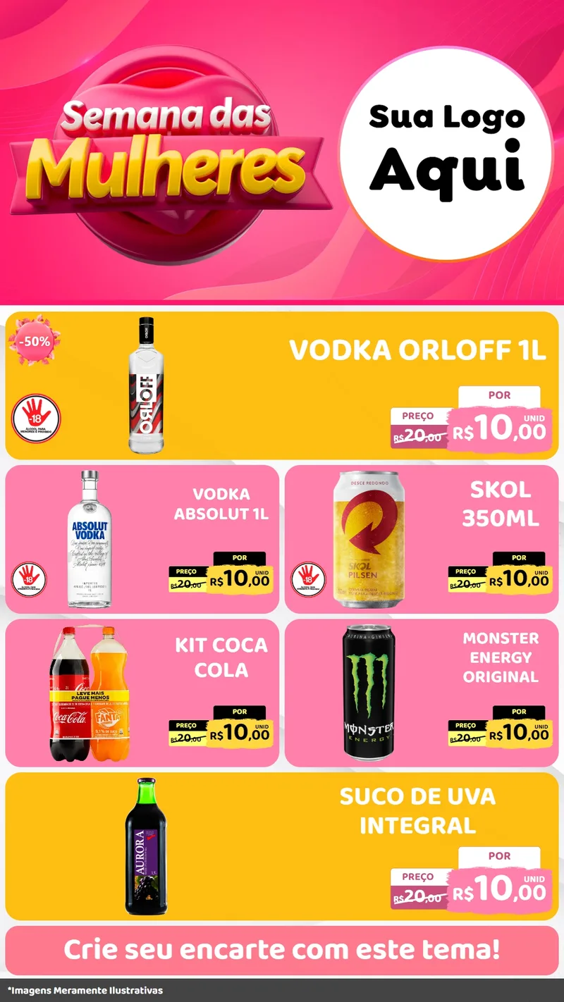 Modelo de TV para TV Vertical com o tema Semana das Mulheres para Distribuidora de bebidas