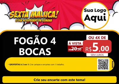 Modelo de Cartaz para Cartaz A4 Horizontal com o tema Sexta Maluca! para Móveis e Eletro