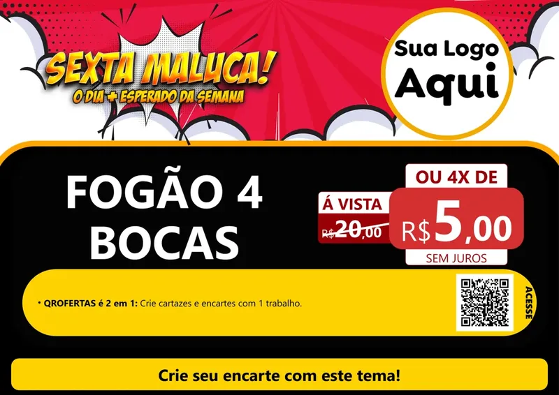 Modelo de Cartaz para Cartaz A4 Horizontal com o tema Sexta Maluca! para Móveis e Eletro