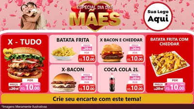 Modelo de TV para TV Horizontal com o tema Especial Dia Das Mães para Hamburgueria
