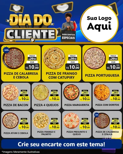 Modelo de Rede Social para Feed Instagram com o tema Dia Do Cliente para Pizzaria