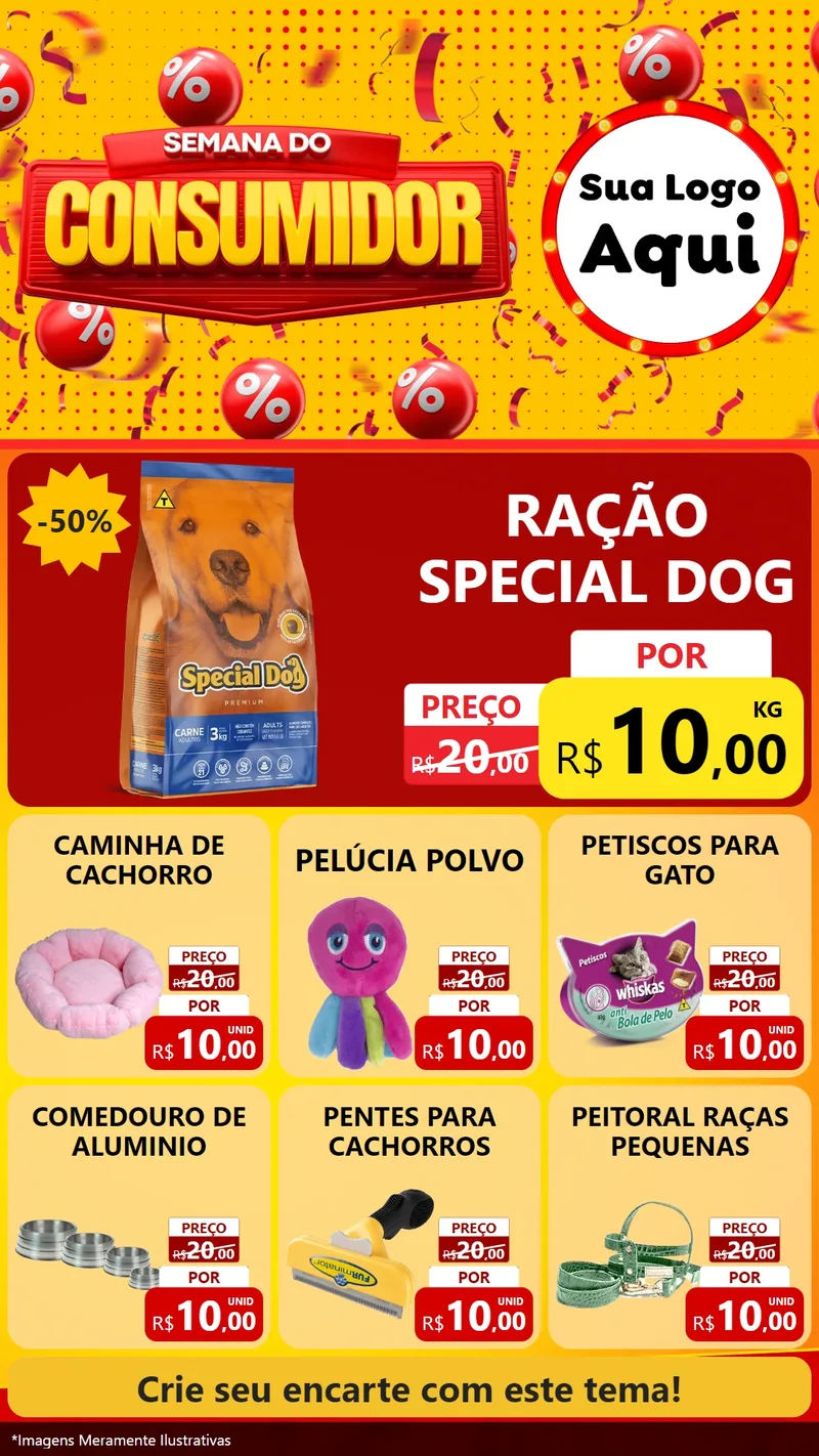 Modelo de Rede Social para Stories com o tema Semana do Consumidor para Pet Shop