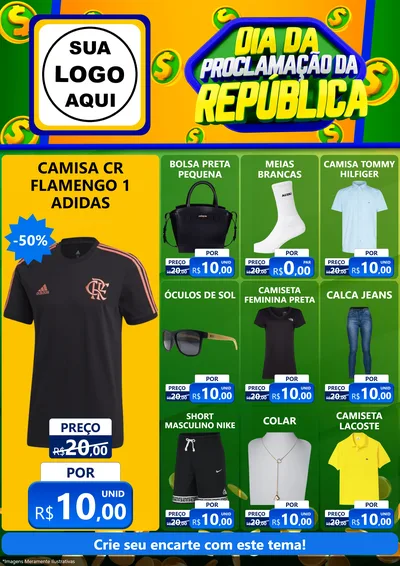 Modelo de Encarte para Encarte A4 Vertical com o tema Dia Da Proclamação da República para Roupas e acessórios