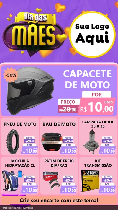 Modelo de Rede Social para Stories com o tema Dia das Mães para Moto peças