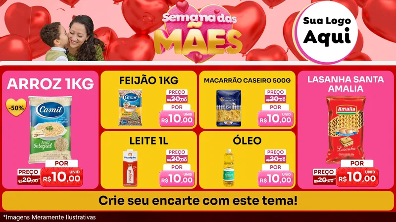 Modelo de TV para TV Horizontal com o tema Semana Das Mães para Supermercado