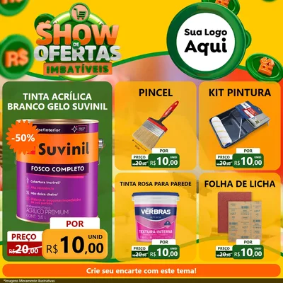 Modelo de Rede Social para Feed Facebook com o tema Show de Ofertas Imbatíveis para Tintas e Ferramentas