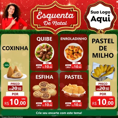 Modelo de Rede Social para Feed Facebook com o tema Esquenta de Natal para Salgadaria