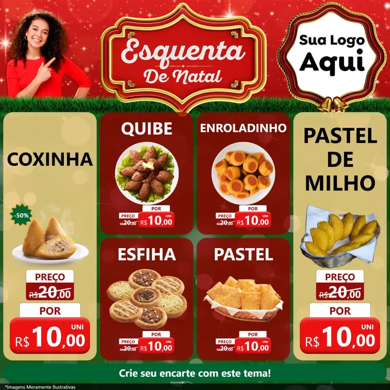 Modelo de Rede Social para Feed Facebook com o tema Esquenta de Natal para Salgadaria