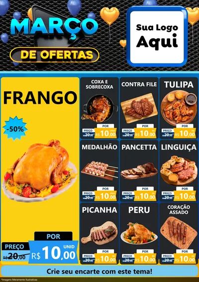Modelo de Encarte para Encarte A4 Vertical com o tema Março de Ofertas para Assados