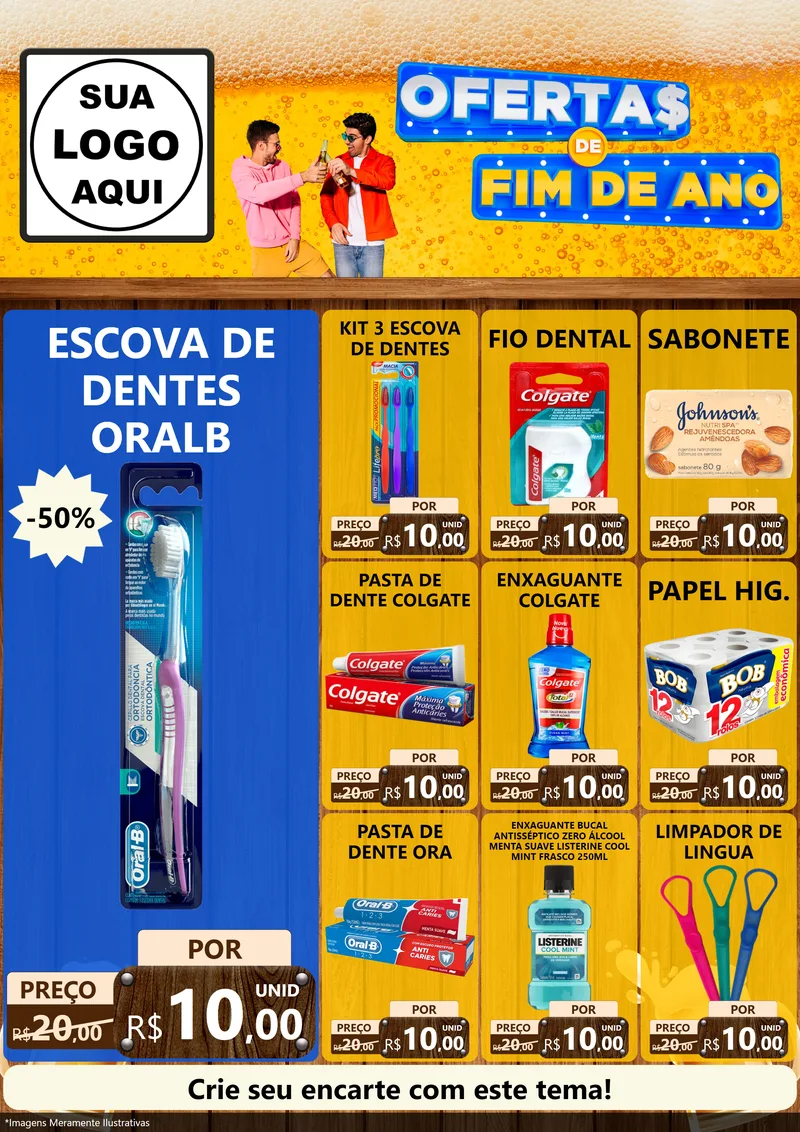 Modelo de Encarte para Encarte A4 Vertical com o tema Ofertas de Fim de Ano para Higiene Pessoal