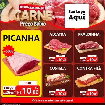 Modelo de Rede Social para Feed Facebook com o tema Quarta e Quinta da Carne para Açougue