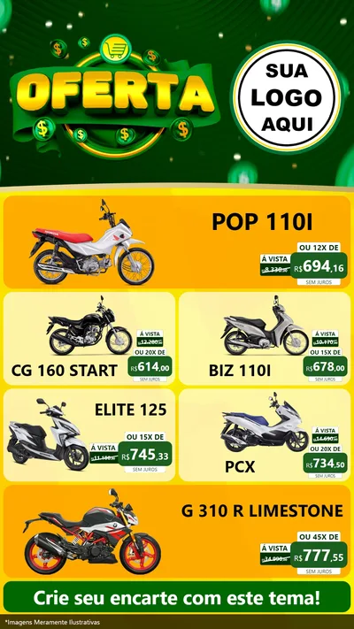 Modelo de TV para TV Vertical com o tema Oferta para Concessionaria de Motos
