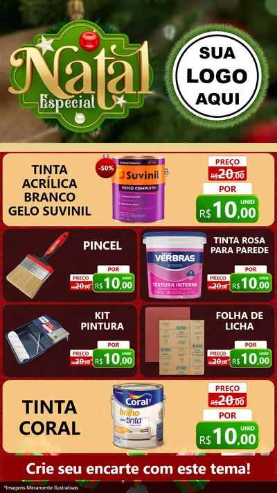 Modelo de TV para TV Vertical com o tema Natal Especial para Tintas e Ferramentas
