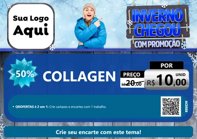 Modelo de Cartaz para Cartaz A4 Horizontal com o tema Inverno Chegou Com Promoção para Suplementos alimentares