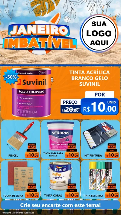 Modelo de Rede Social para Stories com o tema Janeiro Imbatível para Tintas e Ferramentas