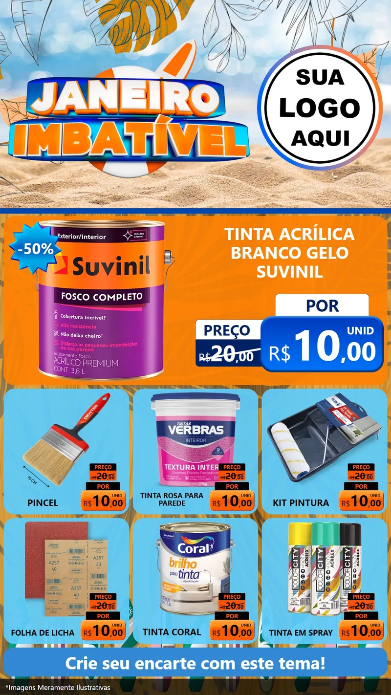 Modelo de Rede Social para Stories com o tema Janeiro Imbatível para Tintas e Ferramentas