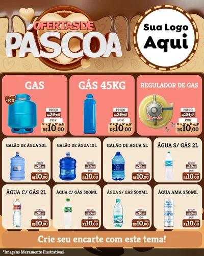Modelo de Rede Social para Feed Instagram com o tema Ofertas de Páscoa para Água e gás