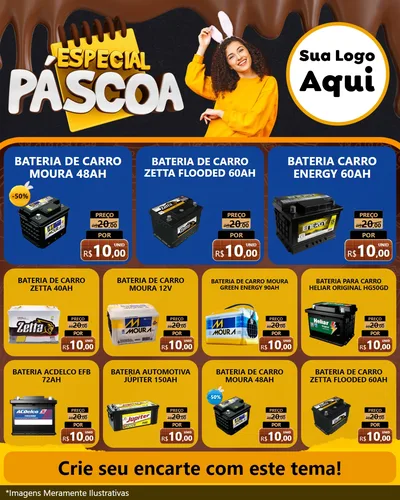 Modelo de Rede Social para Feed Instagram com o tema Especial Páscoa para Baterias Elétricas
