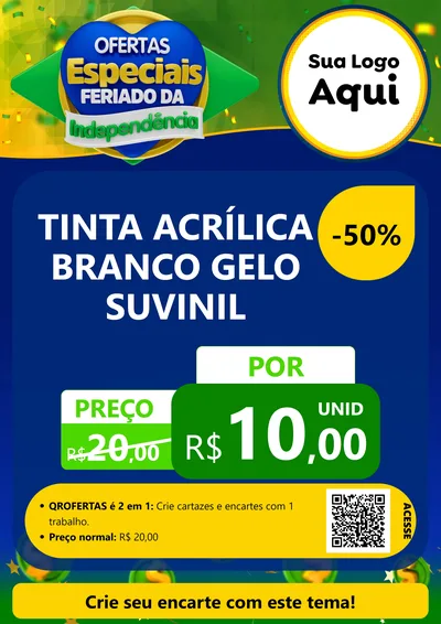 Modelo de Cartaz para Cartaz A4 Vertical com o tema Ofertas Especiais Feriado da Independência para Tintas e Ferramentas