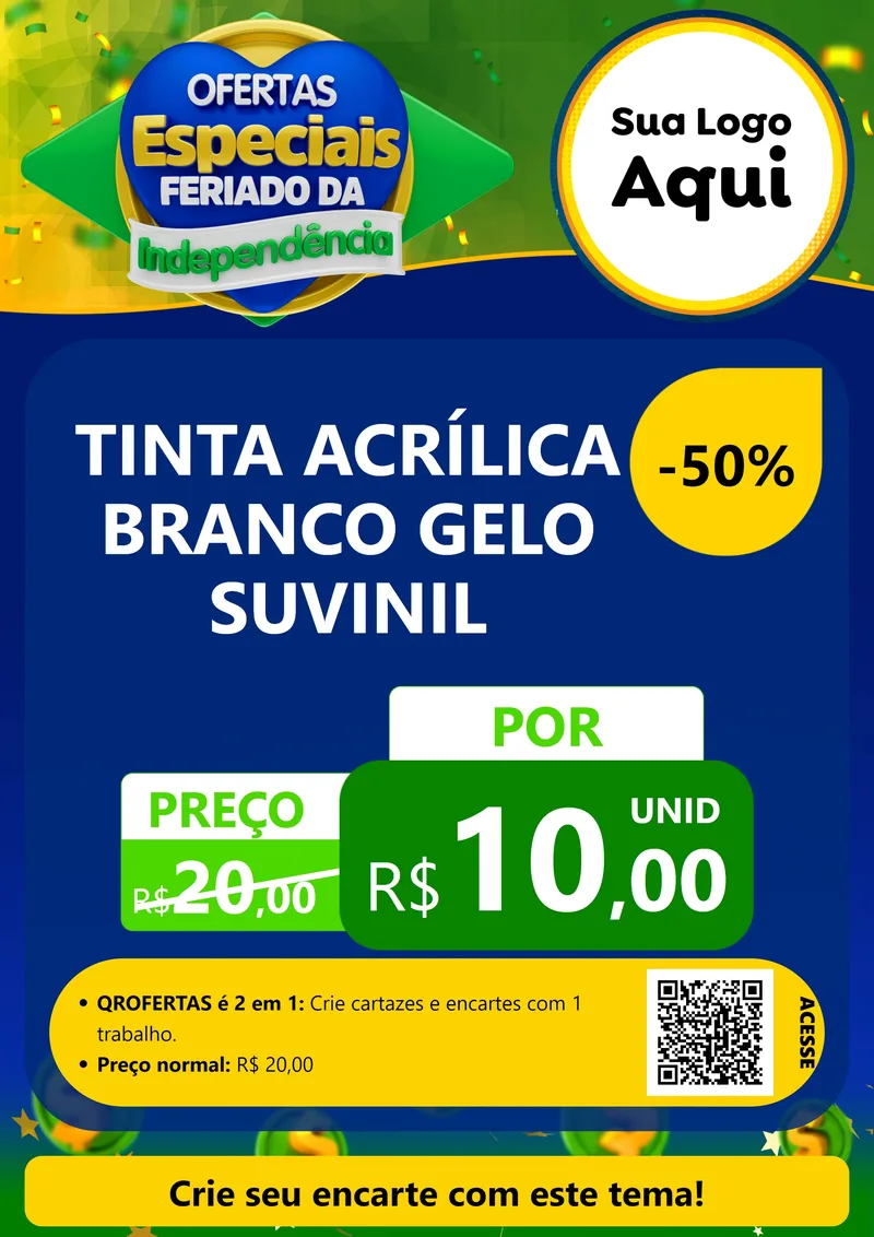 Modelo de Cartaz para Cartaz A4 Vertical com o tema Ofertas Especiais Feriado da Independência para Tintas e Ferramentas