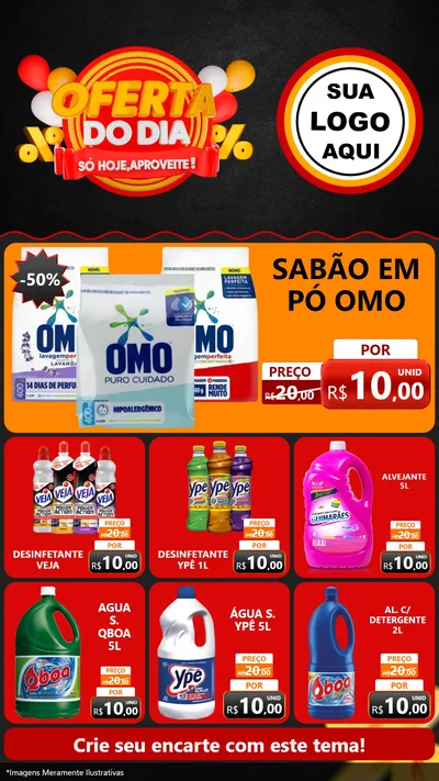 Modelo de Rede Social para Stories com o tema Oferta do Dia - Só hoje, Aproveite! para Produtos de Limpeza