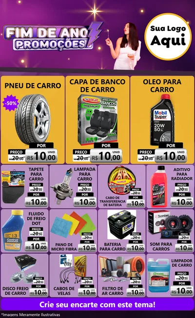 Modelo de Encarte para Encarte Grande com o tema Fim de Ano Promoções para Auto peças